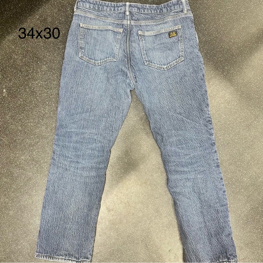 Realtree Men's Classic Straight Blue Jeans, Flannel Lined Jeans size 34x30